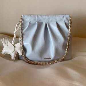 南風Chio2nd 絕美淡紫色褶皺鏈條包爆款超火包包女單肩斜挎包