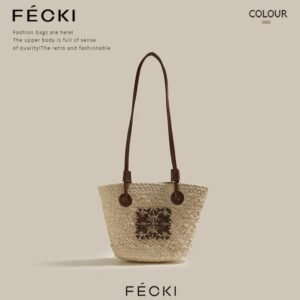 FECKI森系草编包包女海边度假编织沙滩包春季新款配裙子托特大包