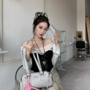 Cultivator 原創小眾鸵鳥紋撞色千禧辣妹單肩手提斜挎枕頭包