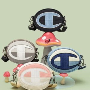 Champion冠軍冬季圓餅包撞色刺繡手機包男女單肩包百搭休閒斜挎包