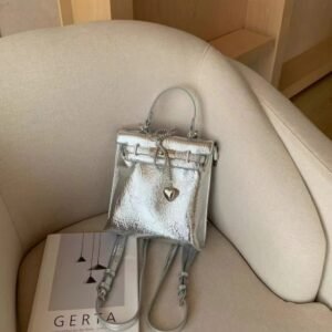 Juuye新款精緻百搭雙肩包牛仔褶皺休閒通勤背包單肩斜挎包