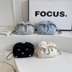 超火皺摺雲朵包包女士夏天高級感小眾輕奢鏈條單肩斜挎包