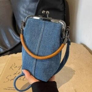 原創牛仔布包手機包斜挎包文藝手提包百搭通勤手工女包