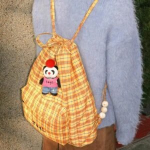 Tagi雙肩包可愛百搭抽繩百搭簡約復古旅行輕便女生戶外通勤大容量