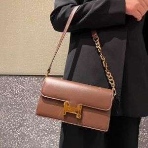 包包女小方包高級感真皮腋下鏈條包輕奢單肩斜跨復古小包牛皮