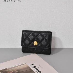 高端小香風真皮菱格短款小錢包女新款精緻高級皮夾情人節禮物