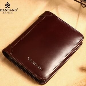 曼邦男士錢包真皮超薄新款短款豎款卡包潮頭層軟牛皮男式錢夾