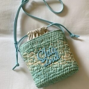 Chio2nd 海鹽慕斯草編水桶包包女春夏小眾漸變編織包斜挎小包