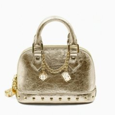 新款小眾高級感香檳金千金鉚釘手提貝殼小包篩子單肩斜跨包